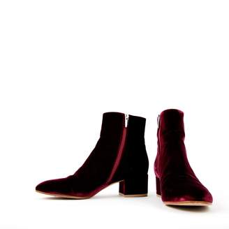 Gianvito Rossi Burgundy Velvet Ankle boots