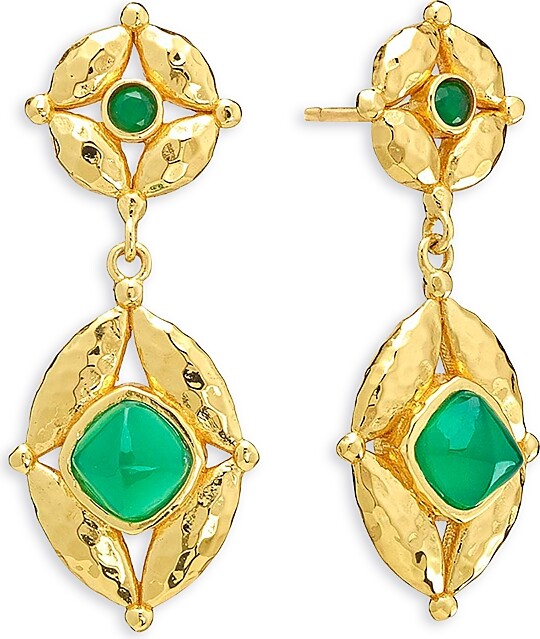 Capucine De Wulf Green Onyx Mystic Eye Post Drop Earrings
