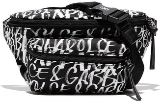 Dolce & Gabbana Kids' Graffiti-print Belt Bag In Black