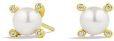 Thumbnail for your product : David Yurman Cable Earrings with Diamonds and Pearls in Gold