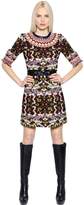 Thumbnail for your product : Andrew Gn Leather Trim Wool Blend Jacquard Dress