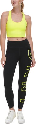 DKNY Sport Women's High-Waist Logo Tape Leggings - Black/silv - ShopStyle