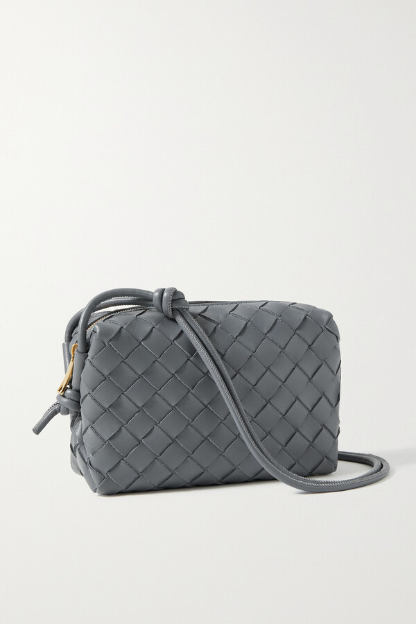 Bottega Veneta Loop Small Intrecciato Leather Shoulder Bag - Gray