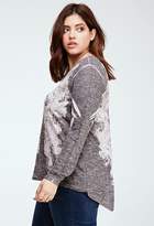 Thumbnail for your product : Forever 21 FOREVER 21+ Plus Size Floral Tulip-Back Marled Sweater