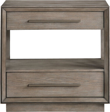 Corrigan Studio Prescott Taupe Oak 2-Drawers Nightstand (Only Nightstand)