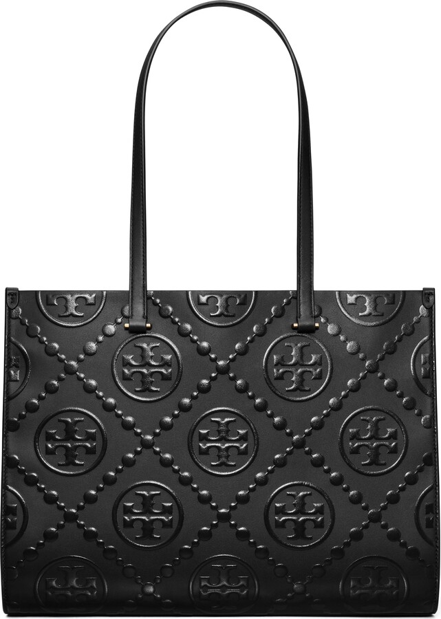 Tory Burch T Monogram Contrast Embossed Leather Tote