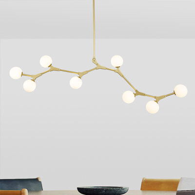 Everly Quinn Litzzy 8 - Light Glass Globe Kitchen Island Linear Pendant