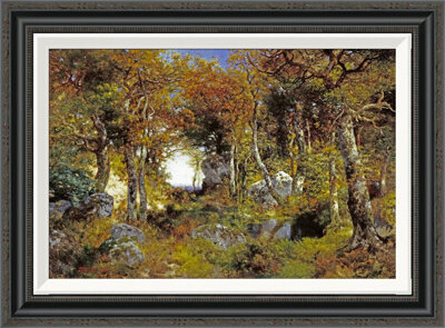 Global Gallery The Woodland Pool by Thomas Moran - Picture Frame Print on Canvas