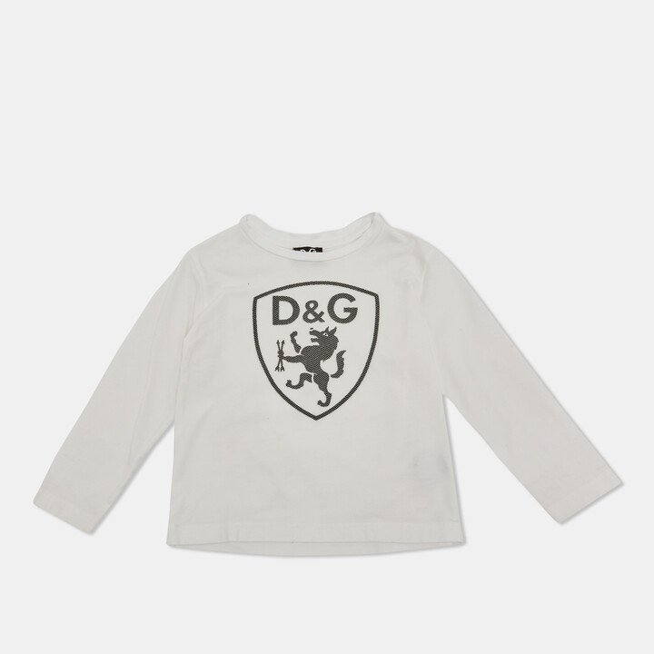 Dolce & Gabbana Junior White Flocked-Print Jersey T-Shirt 2-3 Yrs