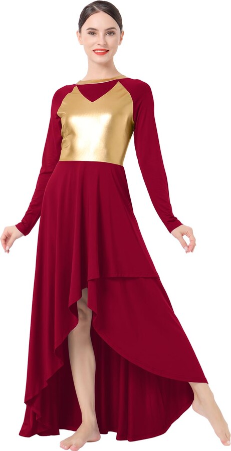 UK Women's Lyrical Dance Outfit Crop Top With Asymmetric Skirt Dancewear Costume - Foto 2