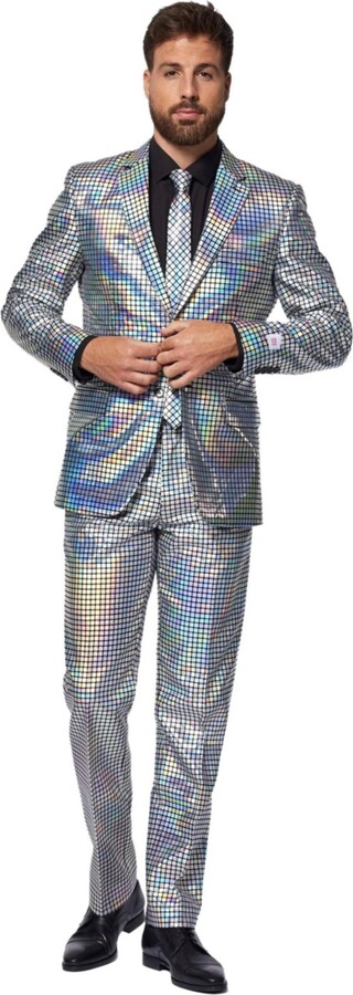 OppoSuits Men's Gold Party Suit - New Years And Christmas Party Costume en Metallic - Includes Blazer, Pants and Tie