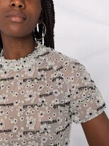 Thumbnail for your product : Ottolinger Floral-Embroidered Logo-Print Blouse