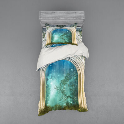 Ambesonne Mystic Blue Microfiber Traditional Duvet Cover Set