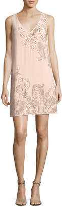 Trina Turk Glitterati Embellished Paisley Silk Shift Dress