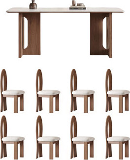 Graceful Nests Furnishings Dual Material Rock Board Top Dining Table Set