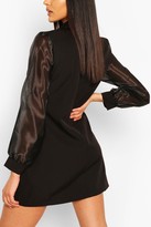 Thumbnail for your product : boohoo Organza Sleeve Double Breasted Woven Blazer Dress