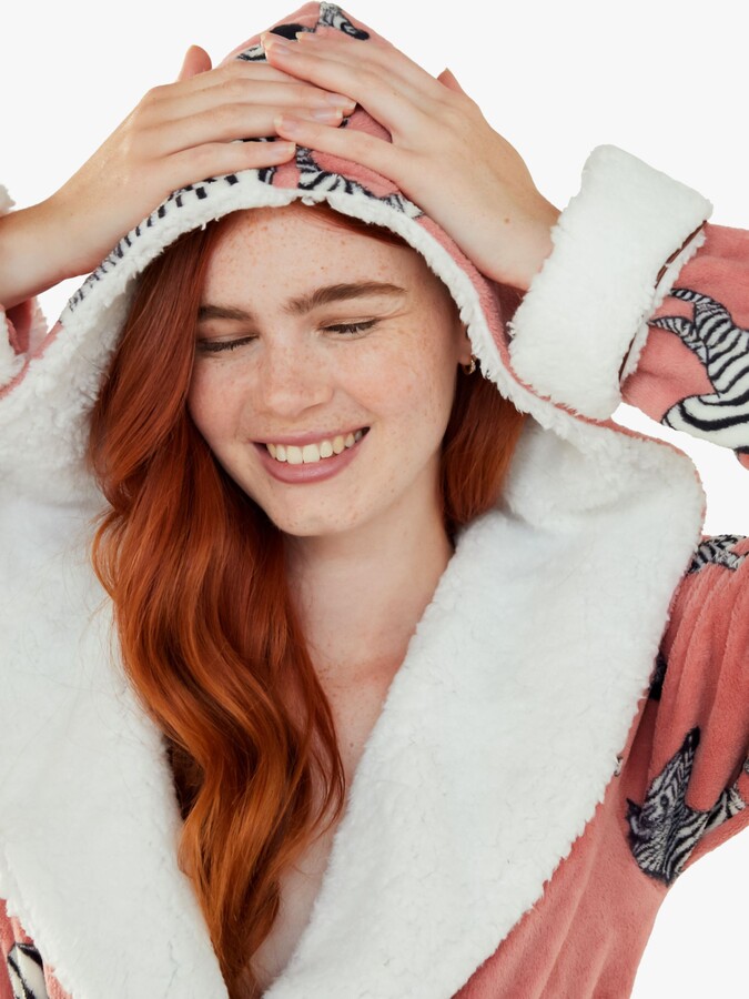 Chelsea Peers Zebra Fluffy Dressing Gown ShopStyle Nightdresses