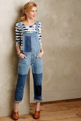 Paige Patchworked Sierra Overalls Tinted Denim 28 Apparel