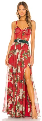 PatBO Floral Bustier Belted Maxi Dress ...