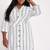 Thumbnail for your product : River Island Plus white stripe twist front shirt dress