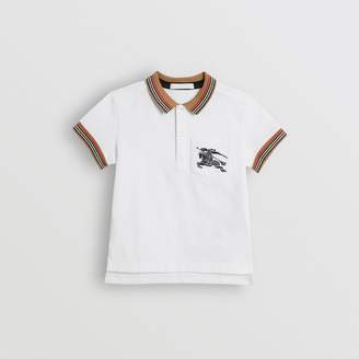 Burberry Childrens Icon Stripe Detail Cotton Polo Shirt
