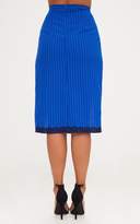 Thumbnail for your product : PrettyLittleThing Cobalt Pinstripe Split Midi Skirt
