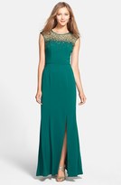 Thumbnail for your product : JS Boutique Beaded Crepe Gown