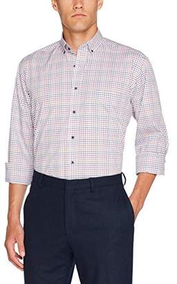 Eterna Men's Comfort Fit Langarm Kariert Mit Modern Button-Down-Kragen Formal Shirt