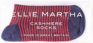 ELLIE MARTHA E L L I E M A R T H A - Womens Cashmere Stripe Socks - Made in Great Britain (Tuareg/Pheonix)