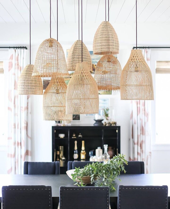 Newport Multiple Rattan Pendant Light
