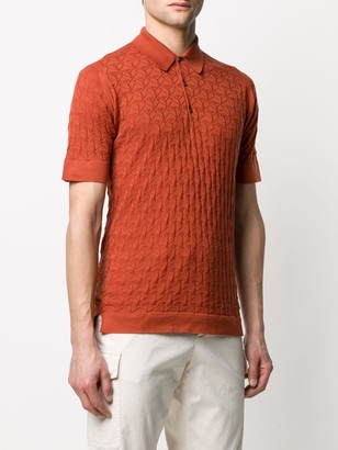 John Smedley Geometric-Knit Short Sleeved Polo Shirt