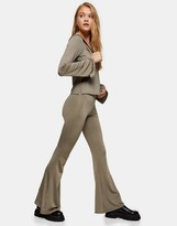 Thumbnail for your product : Topshop slinky flared pants in khaki