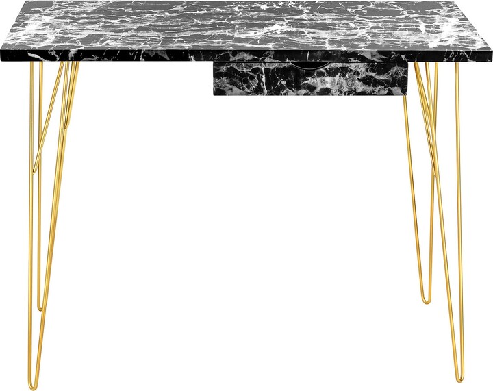 So'home Marble Effect Desk With Gold Legs ShopStyle