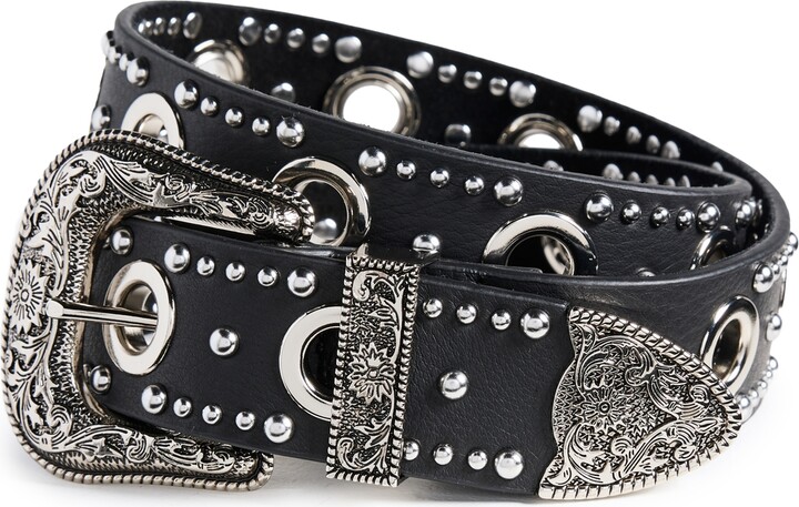 HIGH SWAROVSKY BELT AND STUDS WITH BIG BUCKLE Woman Black Silver  2014526854168