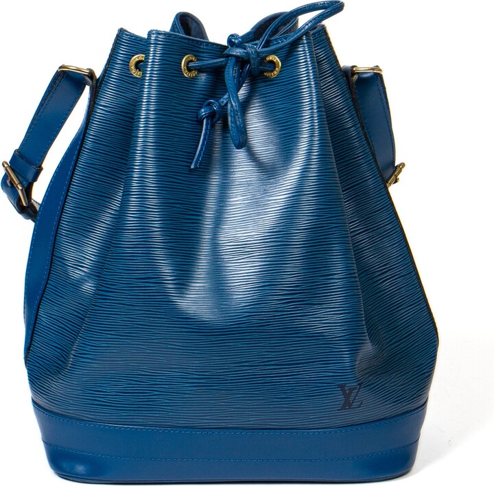 Louis+Vuitton+Petit+No%C3%A9+Bucket+Bag+Blue+Leather for sale