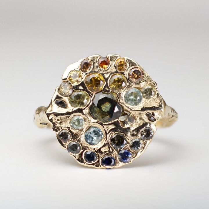 Etsy Mayana Sapphire | Recycled 18K Gold Montana Alternative Organic Natural Statement Ring Cast in Place