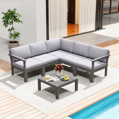 Latitude Run 5 - Person Modular Patio Conversation Sets With Cushions