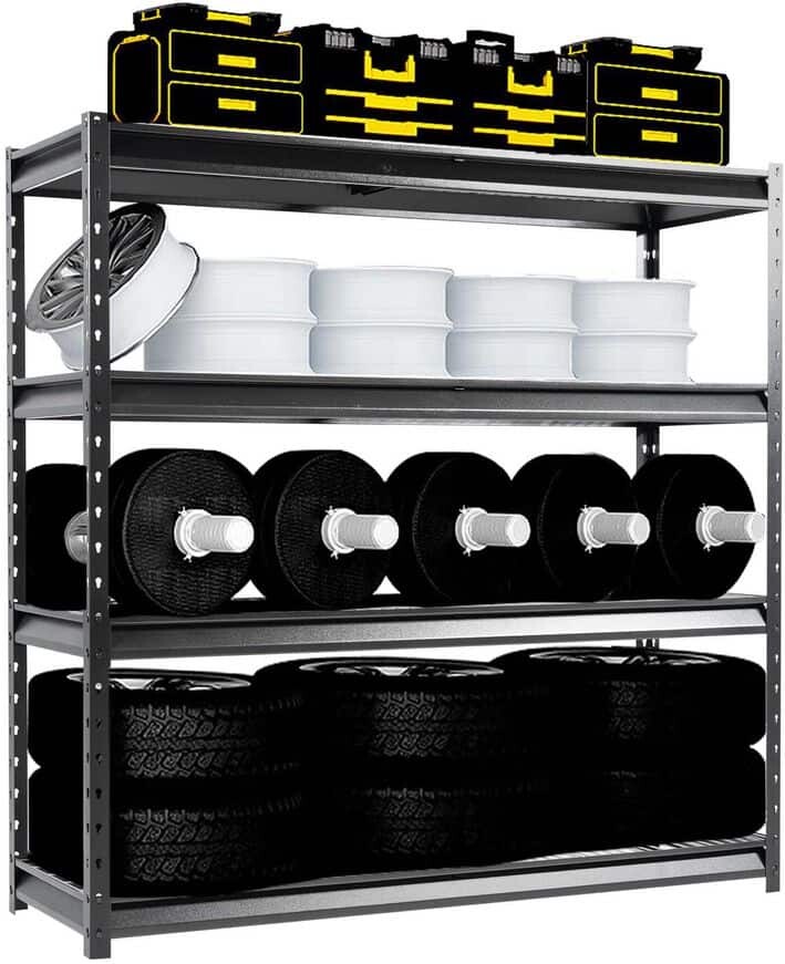 Atlas 4-Tier Next-Generation Ultra Duty 12,000 lbs Capacity Garage Shelving, 72 in. W x 24 in. D x 72 in. H, Hammertone