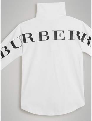 Burberry Childrens Logo Print Stretch Cotton Roll-neck Top