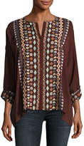 Thumbnail for your product : Johnny Was Cenote Button-Front Georgette Blouse W/ Embroidery, Plus Size