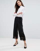 Thumbnail for your product : Fashion Union Wide Leg Pants With Lace Hem