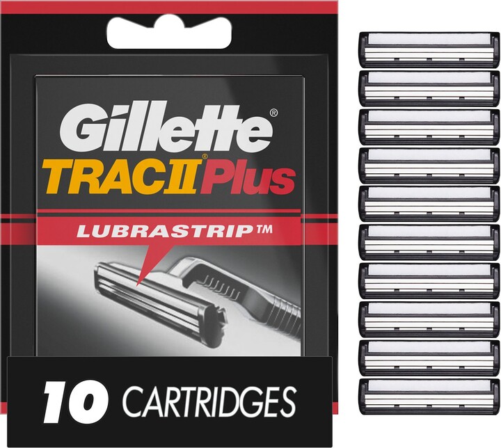 Gillette TRAC II Plus 2-Blade Lubrastrip Razor Blade Refills, 10 CT