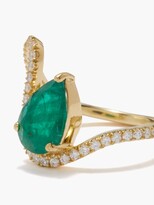 Thumbnail for your product : KatKim Trace Curved Diamond, Emerald & 18kt Gold Ring - Green Gold