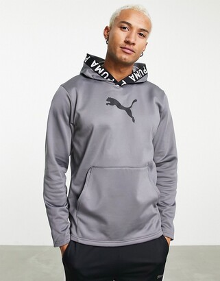Puma Training hoodie with logo banding in dark gray - ShopStyle