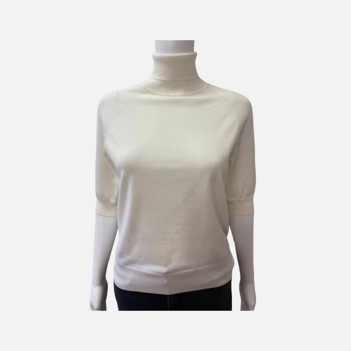 Elliott Lauren Short Sleeve Turtleneck Sweater In White