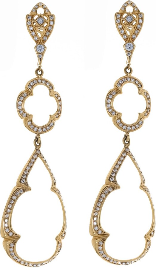 Loree Rodkin Double Quatrefoil Drop Earrings