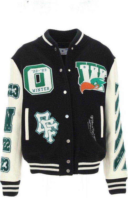 Off-White Embr Patches Buttoned Varsity Jacket - ShopStyle
