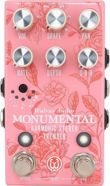 Walrus Audio Monumental Stereo Harmonic Tap Tremolo Effects Pedal Floral Series 2024 Pink