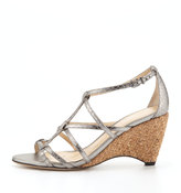 Thumbnail for your product : Alexandre Birman Strappy Snakeskin Wedge Sandal, Pewter