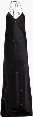 Mason by Michelle Mason Crystal-embellished silk-charmeuse halterneck gown